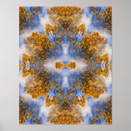 Golden Autumn Leaves Blue Sky Poster Abstrait (Devant)