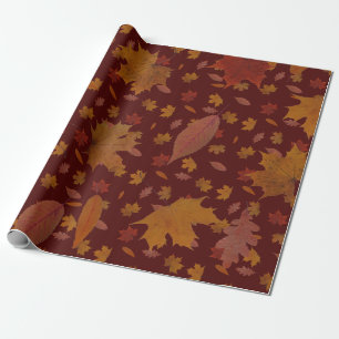 Golden Autumn lekt op Wine Red Custom Color Cadeaupapier
