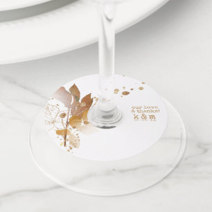 Golden Autumn Splash Wedding ID655 Wijnglaslabel