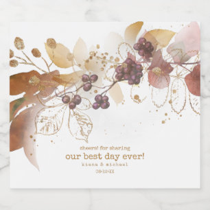 Golden Autumn Wedding Berries ID655 Sparkling Wijnetiket