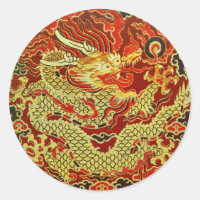 Golden-aziatische draak geborduurd op donkerrood