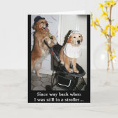 Golden Baby in kinderwagen voor Vaderdag Kaart (Gele Bloem)