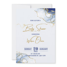 Golden baby shower Invitation Blue