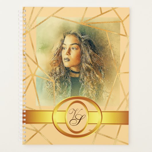 Golden Background Girl Mode Modern Elegant Planner (Voorkant)