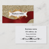 Golden background red lint visitekaartje (Voorkant / Achterkant)