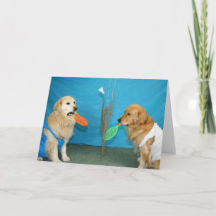 Golden Badminton Birthday Kaart