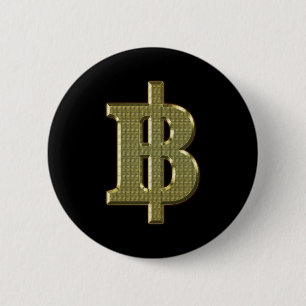 GOLDEN BAHT SIGN ฿ Thaise ฿ Ronde Button 5,7 Cm