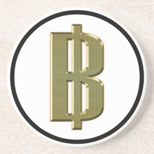 GOLDEN BAHT SIGN ฿ Thaise ฿ Zandsteen Onderzetter