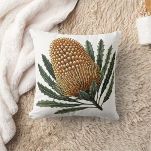Golden Banksia Botanical Australische inheemse blo Kussen