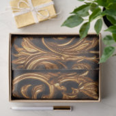 Golden  Baroque Damask op donker leder Tissuepapier (Geschenk)