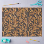 Golden  Baroque Damask op donker leder Tissuepapier (Craft)