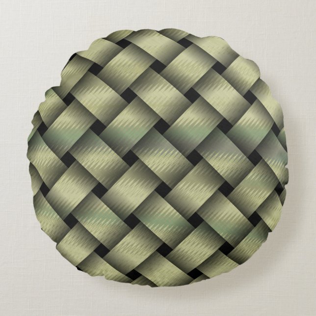 Golden Basket Weave Rond Kussen (Voorkant)