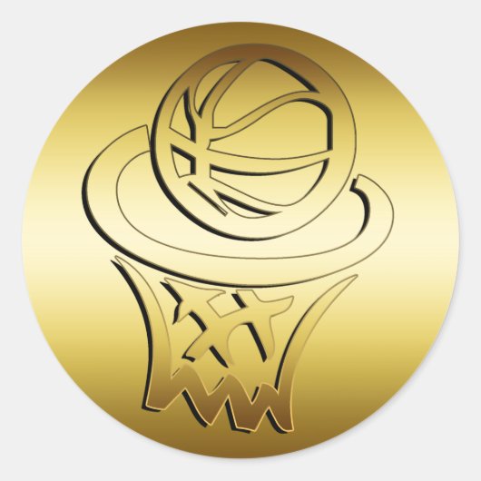 GOLDEN BASKETBALL HOOP RONDE STICKER (Voorkant)