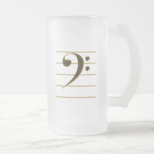 Golden Bass Clef Music Note Matglas Bierpul