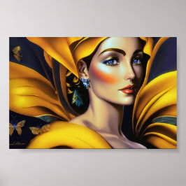 Golden Beauty en Mode Model 1 - AI Art Poster