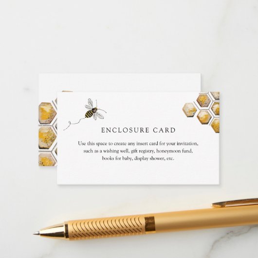 Golden Bee and Eucalyptus Enclosure Card Informatiekaartje (Voorkant / Achterkant in situ)
