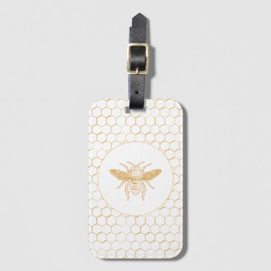 Golden Bee en Honeycomb Bagagelabel (Voorkant (verticaal))