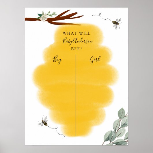 Golden Bee & Eucalyptus Gender onthullen Stemming Poster (Voorkant)