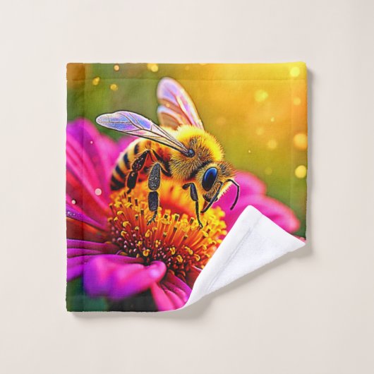 Golden Bee Flower Magic Design (Gant de toilette)