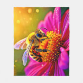 Golden Bee Flower Magic Light Design Fleece Deken (Voorkant)