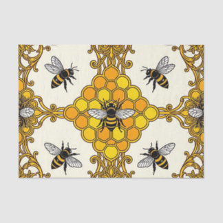 Golden Bee Honeycomb Pattern Tissuepapier