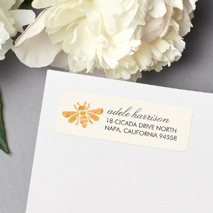 Golden Bee Waterverf Return Address Etiket