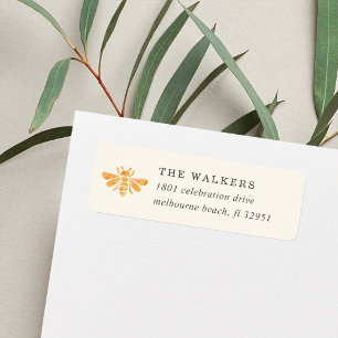 Golden Bee Waterverf Return Address Etiket