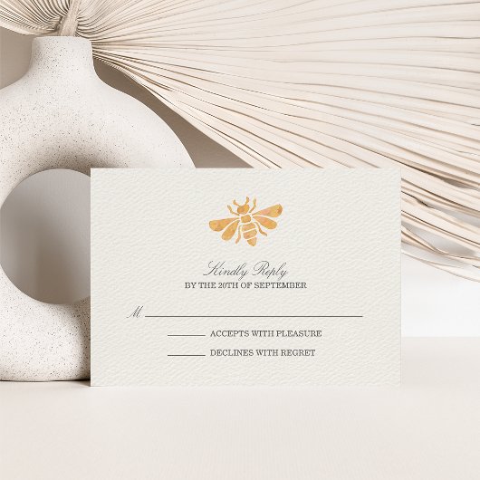 Golden Bee Waterverf Wedding RSVP