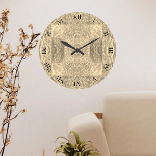 Golden Beige en Taupe Abstract Grote Klok