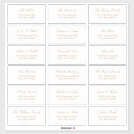 Golden Beige Script 18 Gast Adresetiketten Sticker