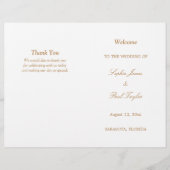 Golden Beige Script Bi-Fold Wedding Programme (Devant)