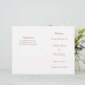 Golden Beige Script Bi-Fold Wedding Programme (Debout devant)