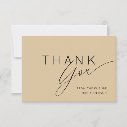 Golden Beige Thank You Bridal Shower Bedankkaart (Voorkant)