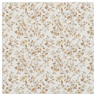 Golden Beige Toile met Rozen en bloesems Stof