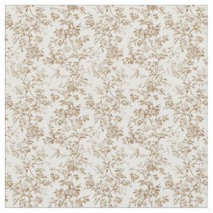 Golden Beige Toile met Rozen en gebladerte Stof