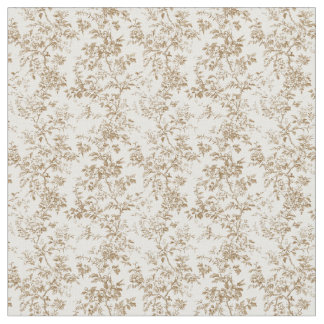 Golden Beige Toile met Rozen en gebladerte Stof