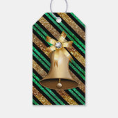 Golden Bell Green Gold en Black Faux Glitter Cadeaulabel (Achterkant)