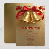 Golden Bells Christmas Holiday Party Invitation Kaart (Voorkant / Achterkant)