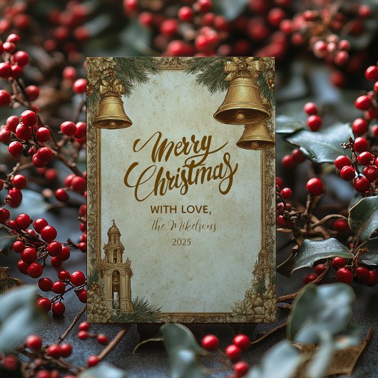 Golden Bells Kerstmis Feestdagenkaart