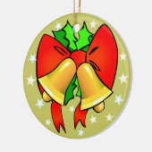 Golden Bells Red Bows Green Holly kerst Keramisch Ornament (Links)