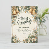 Golden Bells Rustieke Kerst Feestdagenkaart (Staand voorkant)