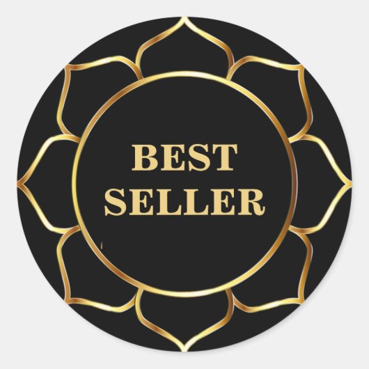 Golden Best Seller Lotus Flower on Black Ronde Sticker (Voorkant)