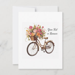 Golden Bicycle met bloemenmand Bedankkaart