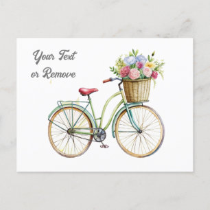 Golden Bicycle met bloemenmand  Feestdagenkaart