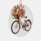 Golden Bicycle met bloemenmand Keramisch Ornament (Rechts)