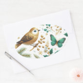 Golden Bird Emerald Vlinder Botanisch Ovale Sticker (Envelop)