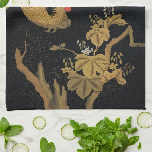 Golden Bird Japans Klassiek Antiek Theedoek (Gevouwen)