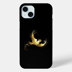 Golden Bird op zwarte achtergrond iPhone 15 Mini Hoesje