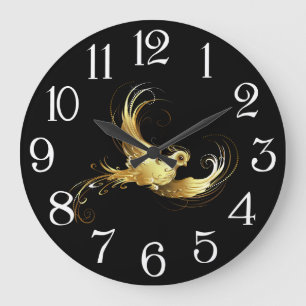 Golden Bird op zwarte achtergrond Grote Klok