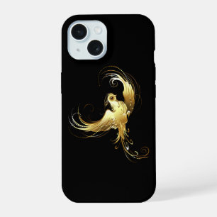 Golden Bird op zwarte achtergrond iPhone 15 Hoesje
